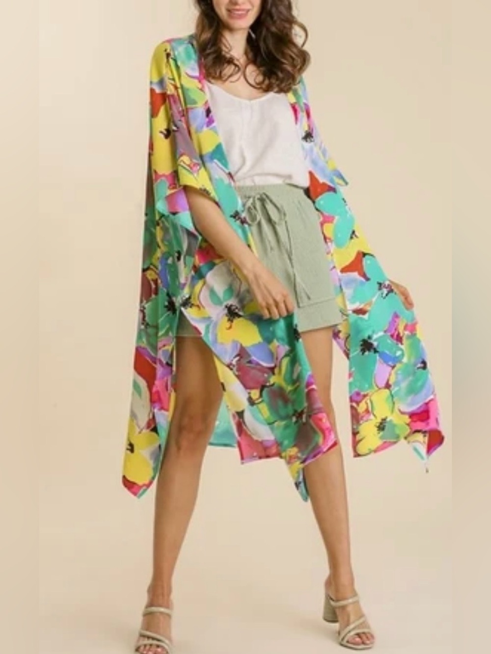 NWT Umgee Multicolor Tropical Dreams Floral Kimono, S/M, Artsy Festival